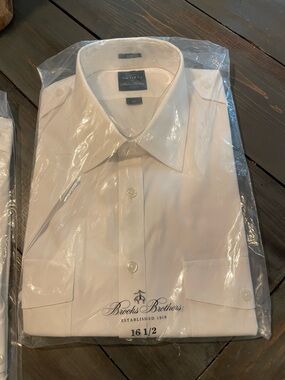 Brooks Brothers Net Jets White Dress Shirt 16.5 long sleeve supima cotton BNWT